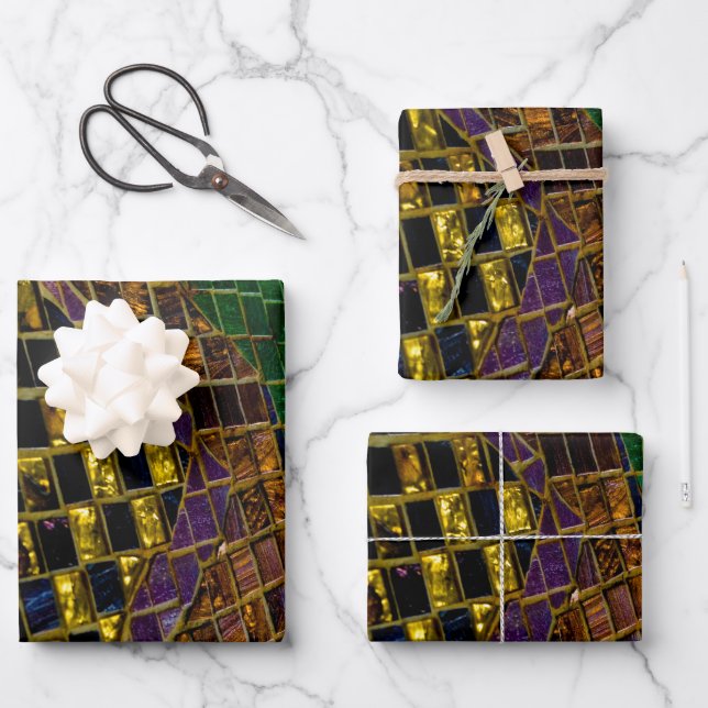 Colorful Mosaic Wrapping Paper Sheets (Front)