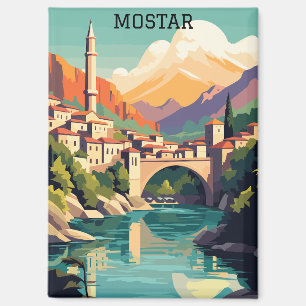 Colorful Mostar Bosnia Herzegovina Vintage Travel Magnet