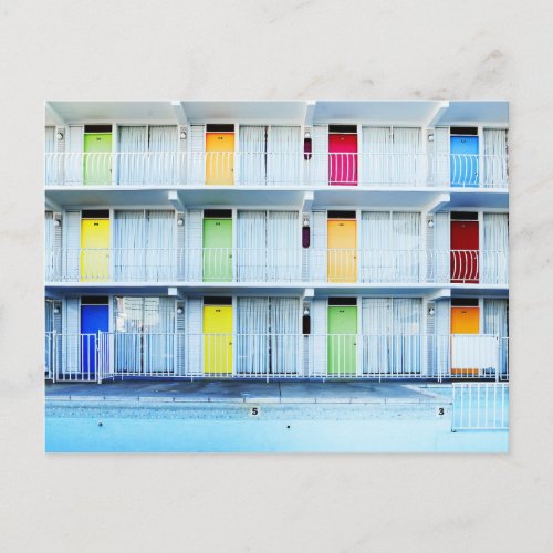 Colorful motel doors Wildwood NJ Postcard