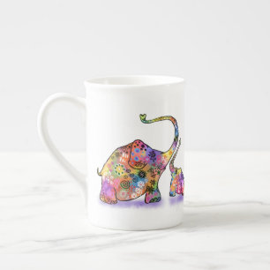 Colorful Mother and Baby Elephant Mug