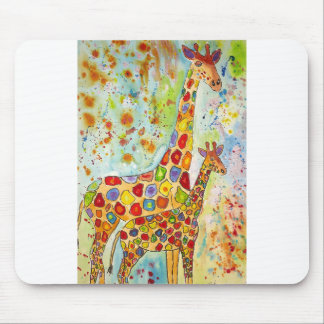 Colorful Mother and Baby Giraffes Mouse Pad