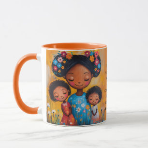 Colorful Mother and Children Night Garden Mug