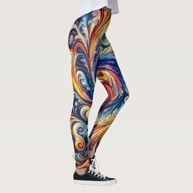 Colorful Motion Abstract Art Leggings (Right)