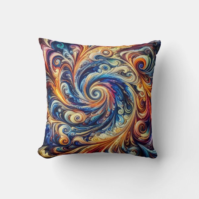 Colorful Motion Abstract Art Throw Pillow (Front)