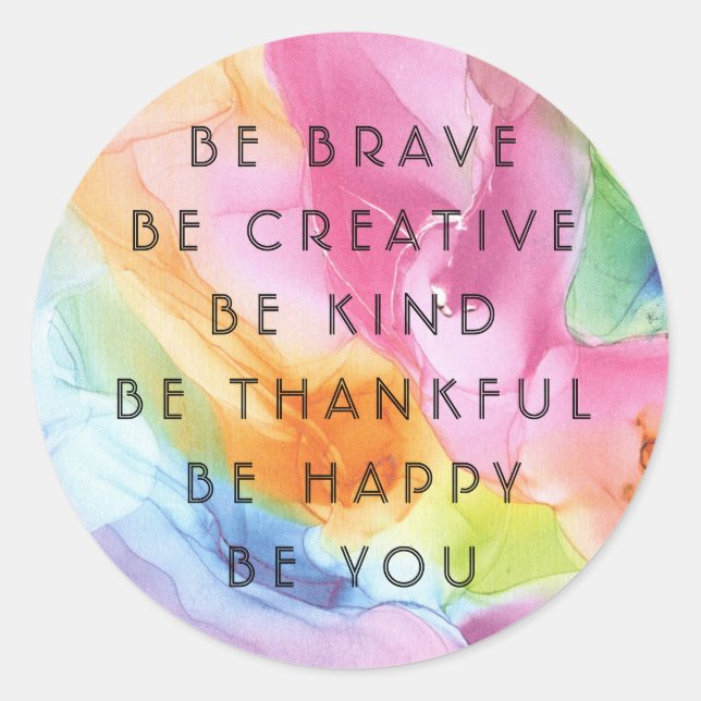 Colorful Motivational & Inspirations Words Classic Round Sticker (Front)