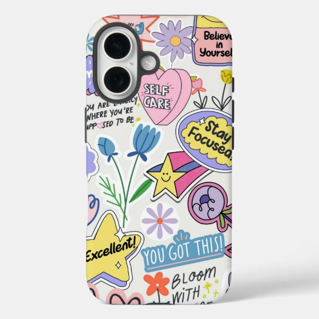 Colorful Motivational Quotes iPhone 16 Case (Back)