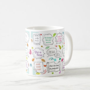 Colorful Motivational Quotes Speech Bubbles Goals Coffee Mug