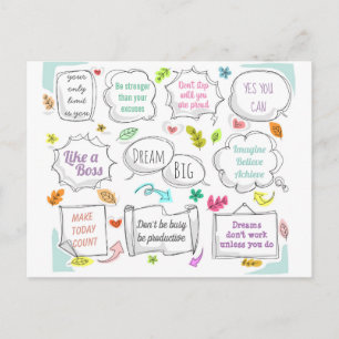 Colorful Motivational Quotes Speech Bubbles Goals Postcard