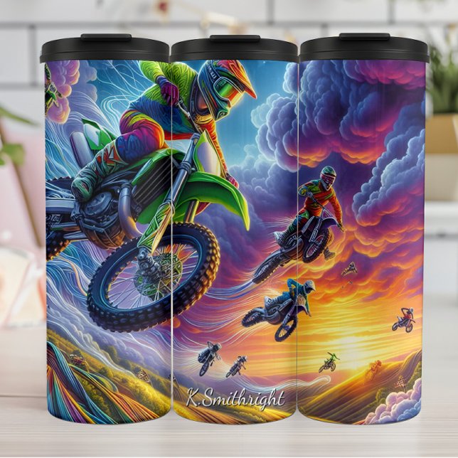 Colorful Motocross Race Art Sky Thermal Tumbler (Creator Uploaded)