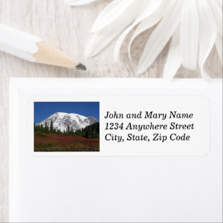 Colorful Mount Rainier Autumn Return Address Label