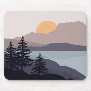 Colorful Mountain lake sunrise landscape Mouse Pad