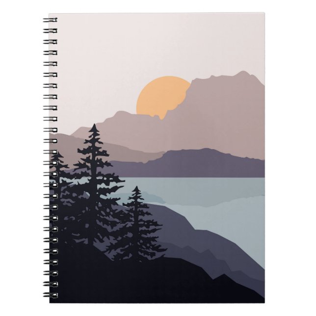 Colorful Mountain lake sunrise landscape Notebook (Front)
