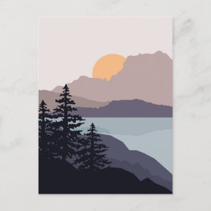 Colorful Mountain lake sunrise landscape Postcard