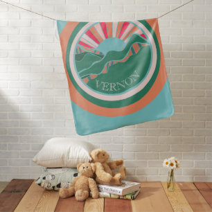 Colorful Mountain Sun Boys Baby Blanket