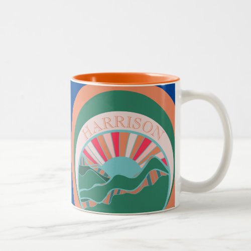 Colorful Mountain Sun Fun Bold Two_Tone Coffee Mug