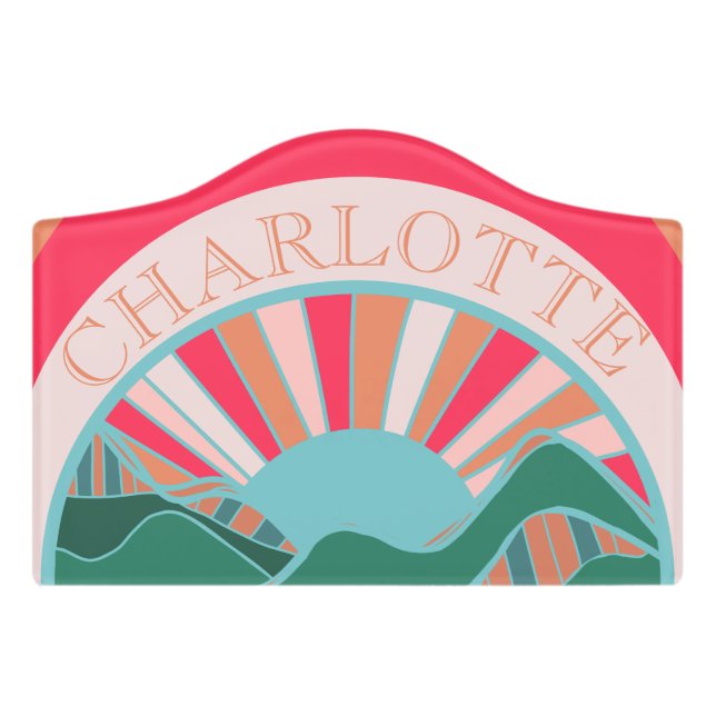 Colorful Mountain Sun Fun Door Sign (Small Crest Front)