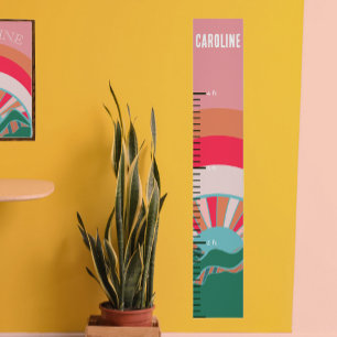 Colorful Mountain Sun Little Girls Growth Chart