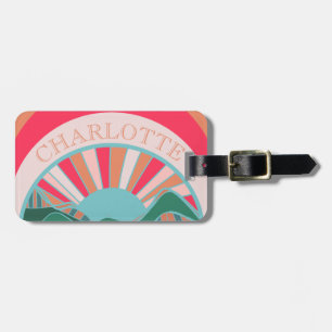 Colorful Mountain Sun Modern Luggage Tag