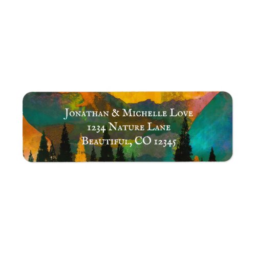 Colorful Mountains and Trees Beautiful Address Label