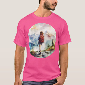 Colorful Mountains Hiking Woman Landscape Active T-Shirt