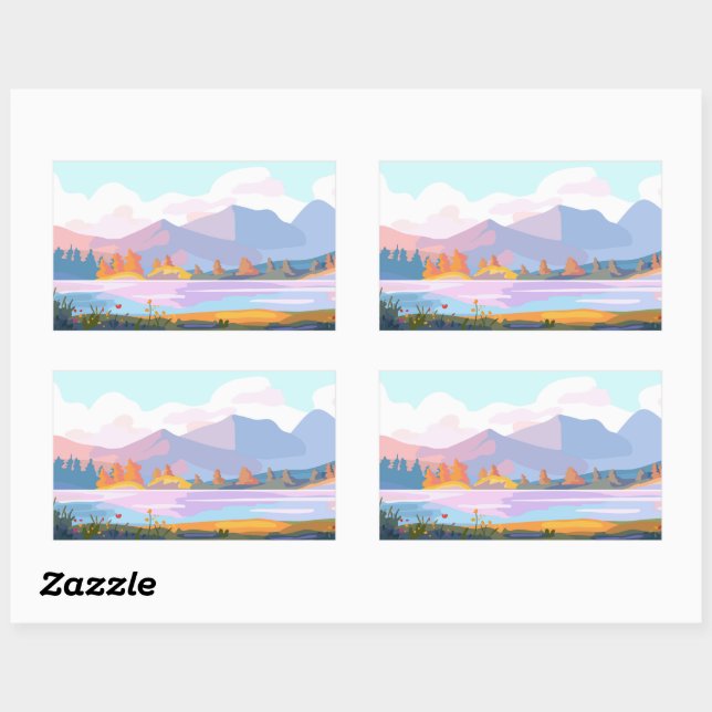 Colorful mountains rectangular sticker (Sheet)