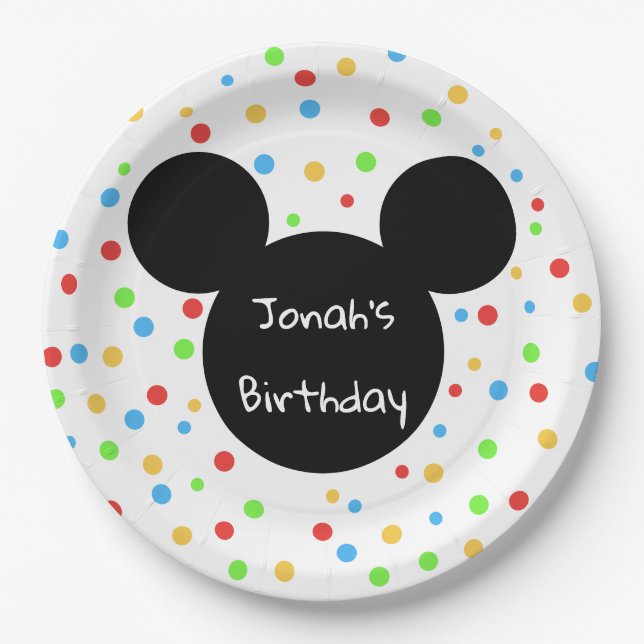 Colorful Mouse Ears Kids Themed Birthday Classic Paper Plates (Front)