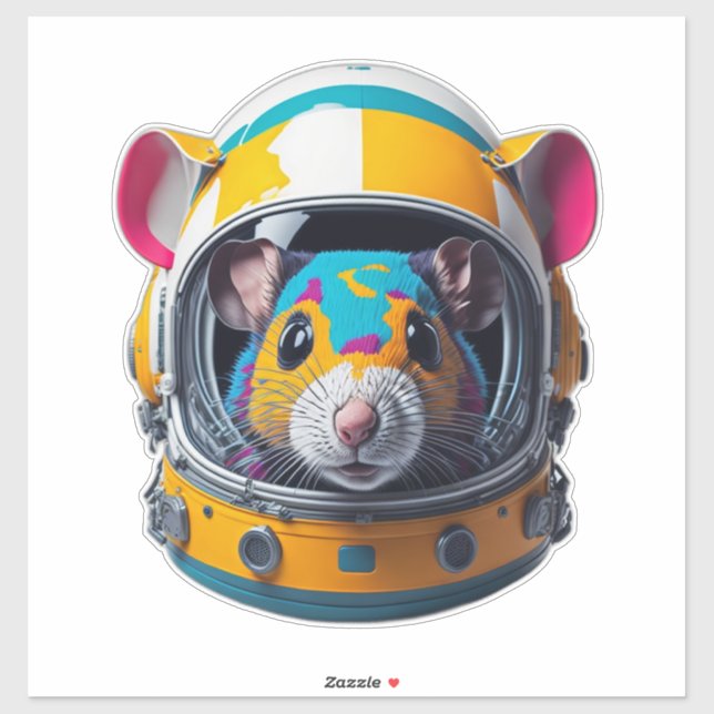 Colorful Mouse with Astronaut Helmet Sticker (Sheet)
