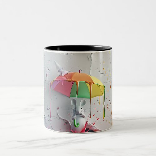Colorful Mouse with Umbrella _ 3D Mug
