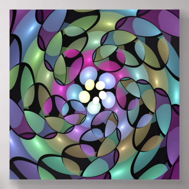 Colorful Movements Abstract Striking Fractal Art Acrylic Photo Tile (Front Set)