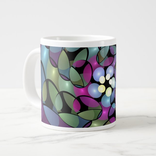 Colorful Movements Abstract Striking Fractal Art Giant Coffee Mug (Front Left)