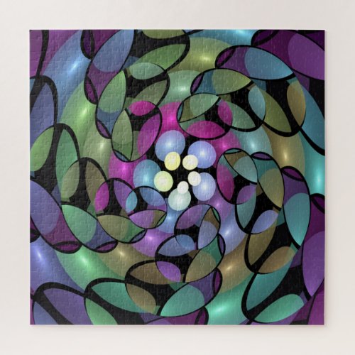 Colorful Movements Abstract Striking Fractal Art Jigsaw Puzzle