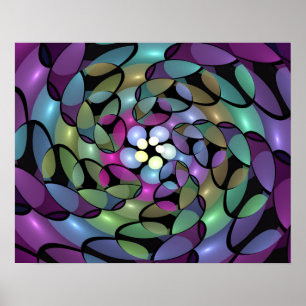 Colorful Movements Abstract Striking Fractal Art Poster