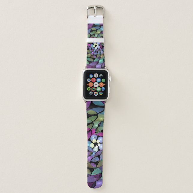 Colorful Movements Abstract Trippy Fractal Art Apple Watch Band (Front)