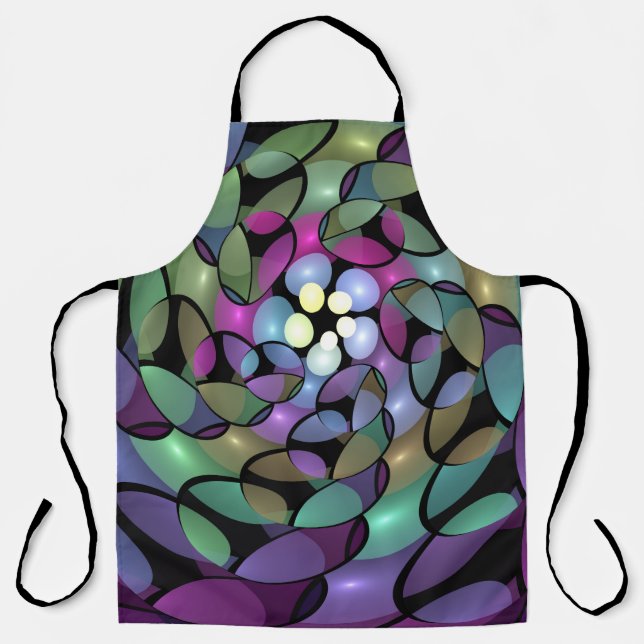 Colorful Movements Abstract Trippy Fractal Art Apron (Front)