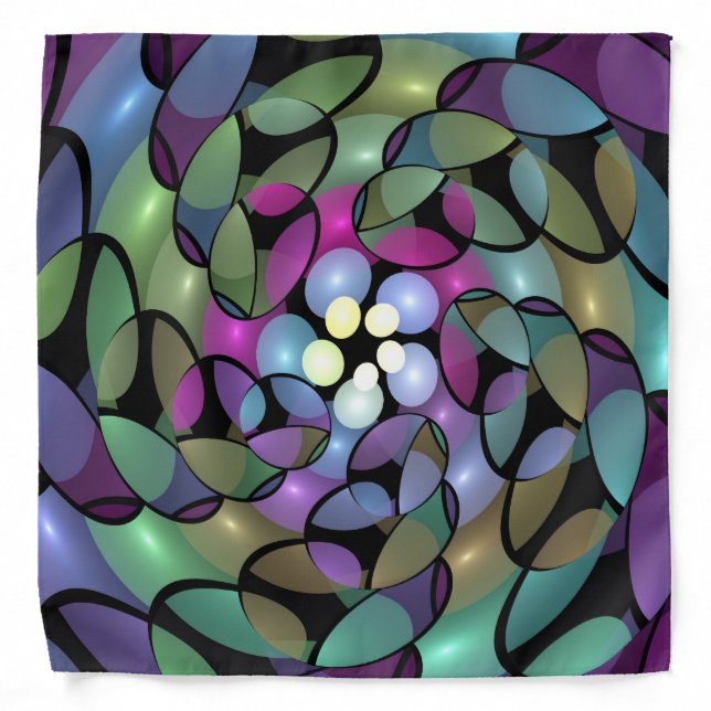 Colorful Movements Abstract Trippy Fractal Art Bandana (Front)