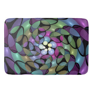 Colorful Movements Abstract Trippy Fractal Art Bath Mat