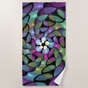 Colorful Movements Abstract Trippy Fractal Art Beach Towel