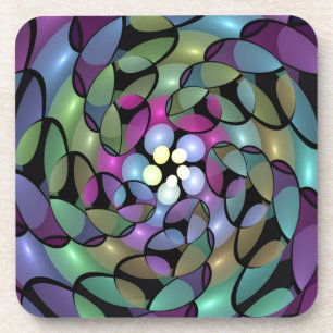 Colorful Movements Abstract Trippy Fractal Art Beverage Coaster