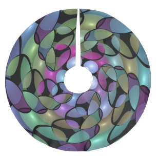 Colorful Movements Abstract Trippy Fractal Art Brushed Polyester Tree Skirt
