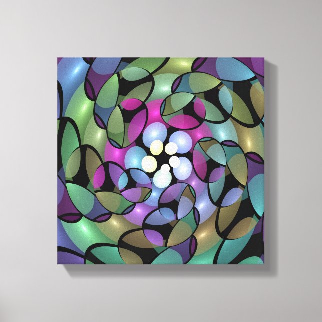 Colorful Movements Abstract Trippy Fractal Art Canvas Print (Front)