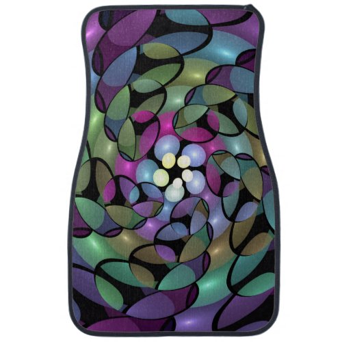 Colorful Movements Abstract Trippy Fractal Art Car Floor Mat
