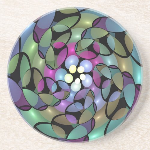 Colorful Movements Abstract Trippy Fractal Art Coaster
