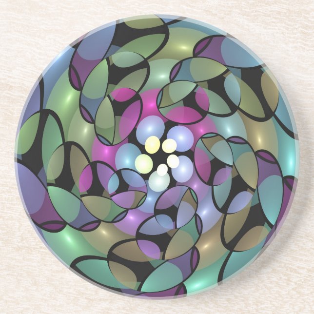 Colorful Movements Abstract Trippy Fractal Art Coaster (Front)