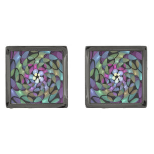 Colorful Movements Abstract Trippy Fractal Art Cufflinks