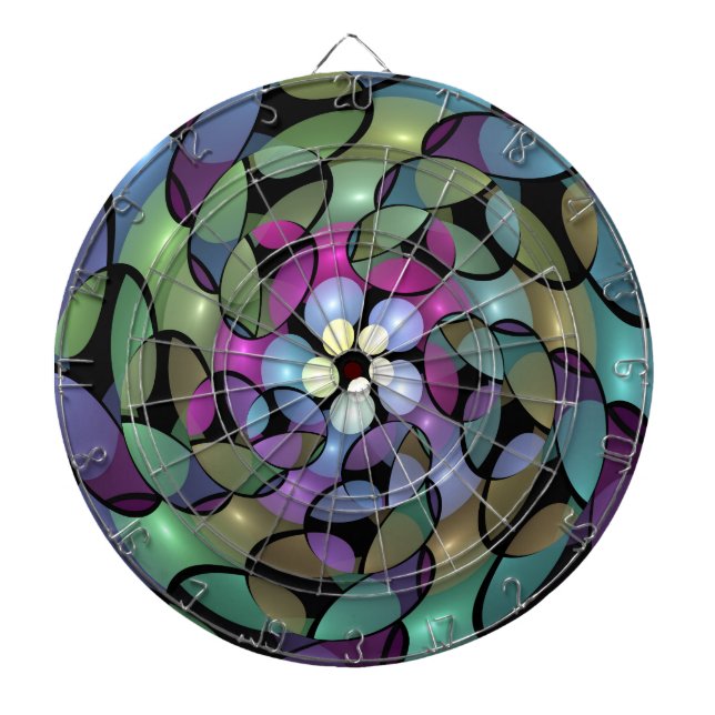 Colorful Movements Abstract Trippy Fractal Art Dart Board (Front)
