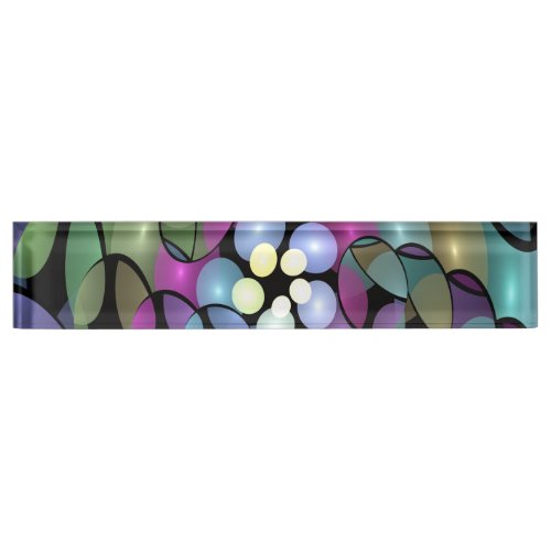 Colorful Movements Abstract Trippy Fractal Art Desk Name Plate
