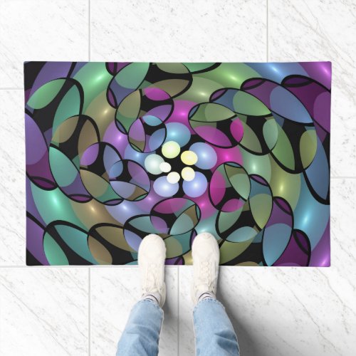 Colorful Movements Abstract Trippy Fractal Art Doormat