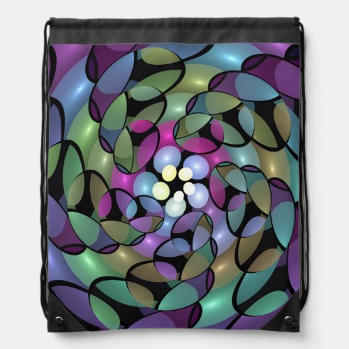 Colorful Movements Abstract Trippy Fractal Art Drawstring Bag
