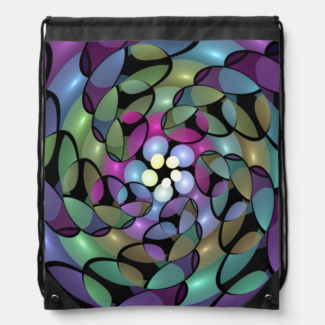 Colorful Movements Abstract Trippy Fractal Art Drawstring Bag (Front)