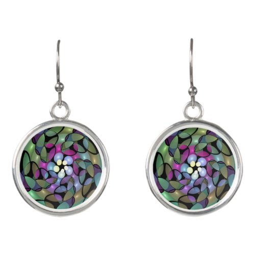 Colorful Movements Abstract Trippy Fractal Art Earrings